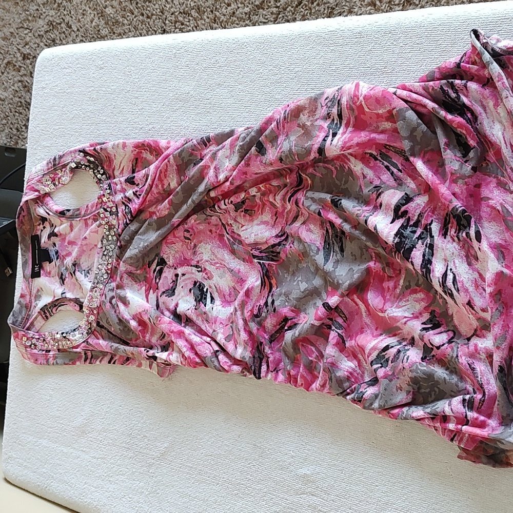 INC Pink Floral Racer Back Sequin Tank